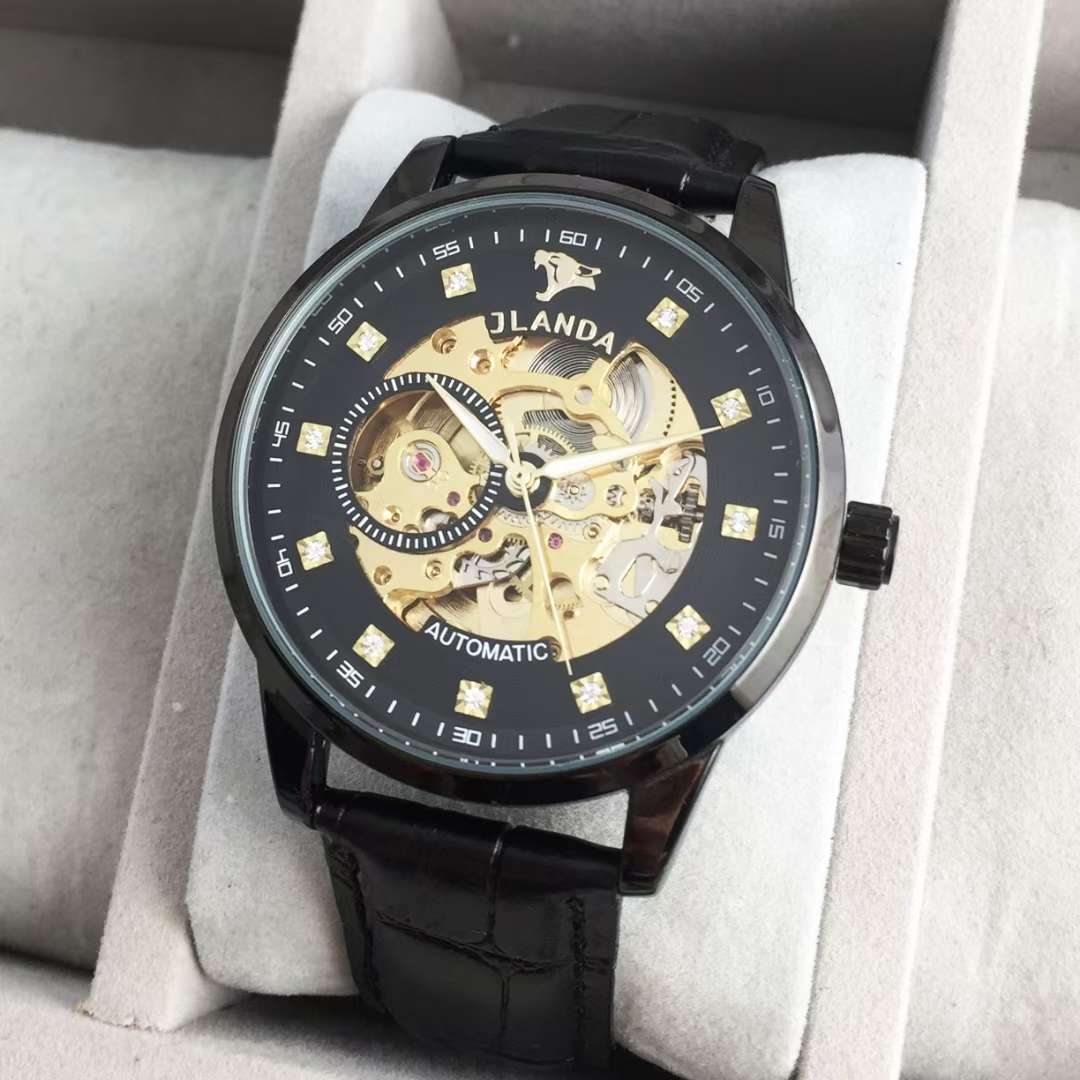 The popular live-streaming item on Douyin and Kuaishou, "Hollowed-out Fully Automatic Mechanical Waterproof Men's Leather Watch 1" Specification image