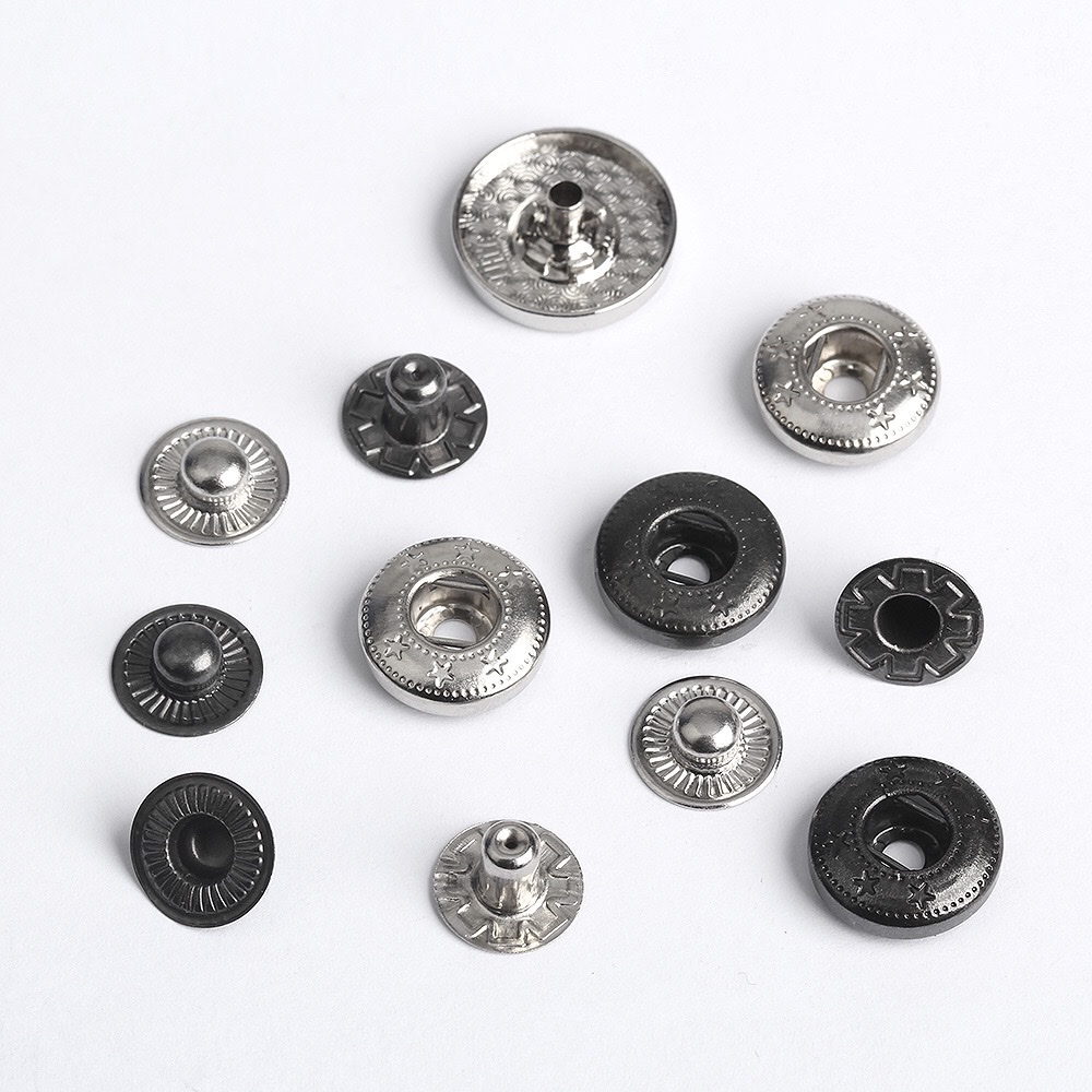 锌合金平面四合扣 外衣服装暗扣 金属铁按扣挂镀面板光面五金钮扣 详情图11