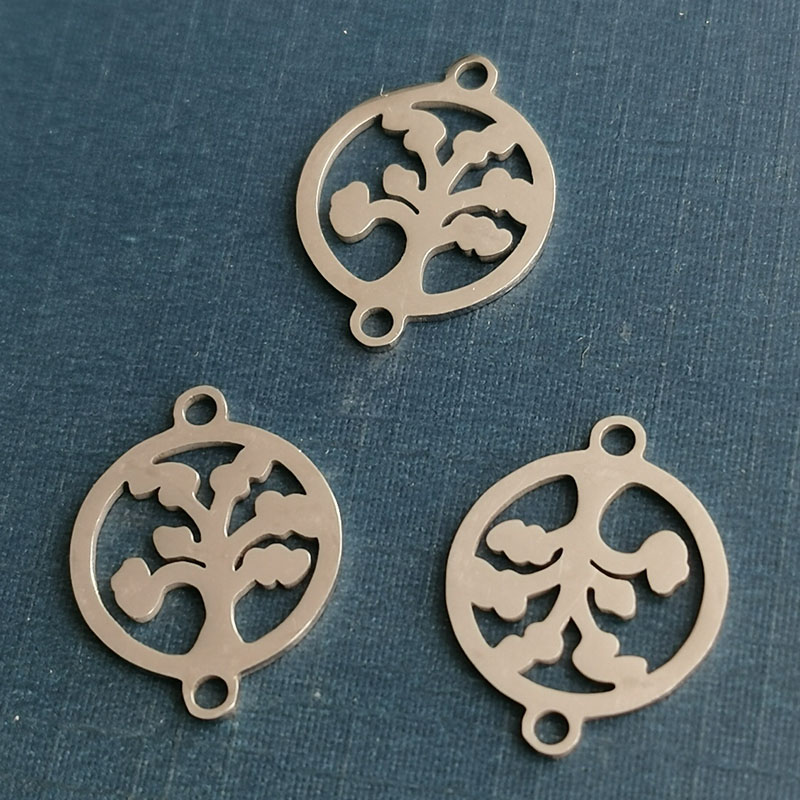 Round hollow Life Tree pendant Accessories Mirror stainless steel DIY jewelry accessories