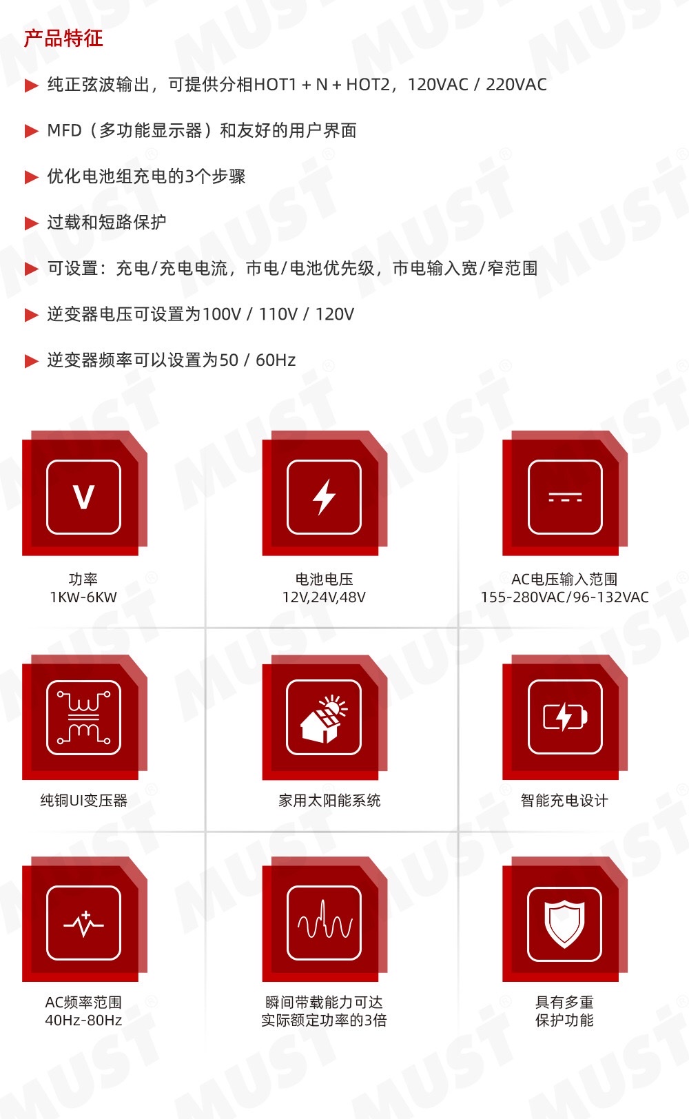 分相逆变器 4KW DC24V 输入240V 输出120+240工频逆变器 TRZ详情图2