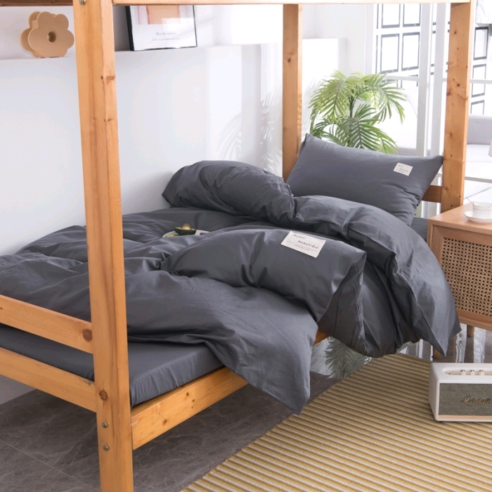 Solid color and color-blocking all-cotton genuine student dormitory three-piece set, dormitory bunk bed six-piece set 6