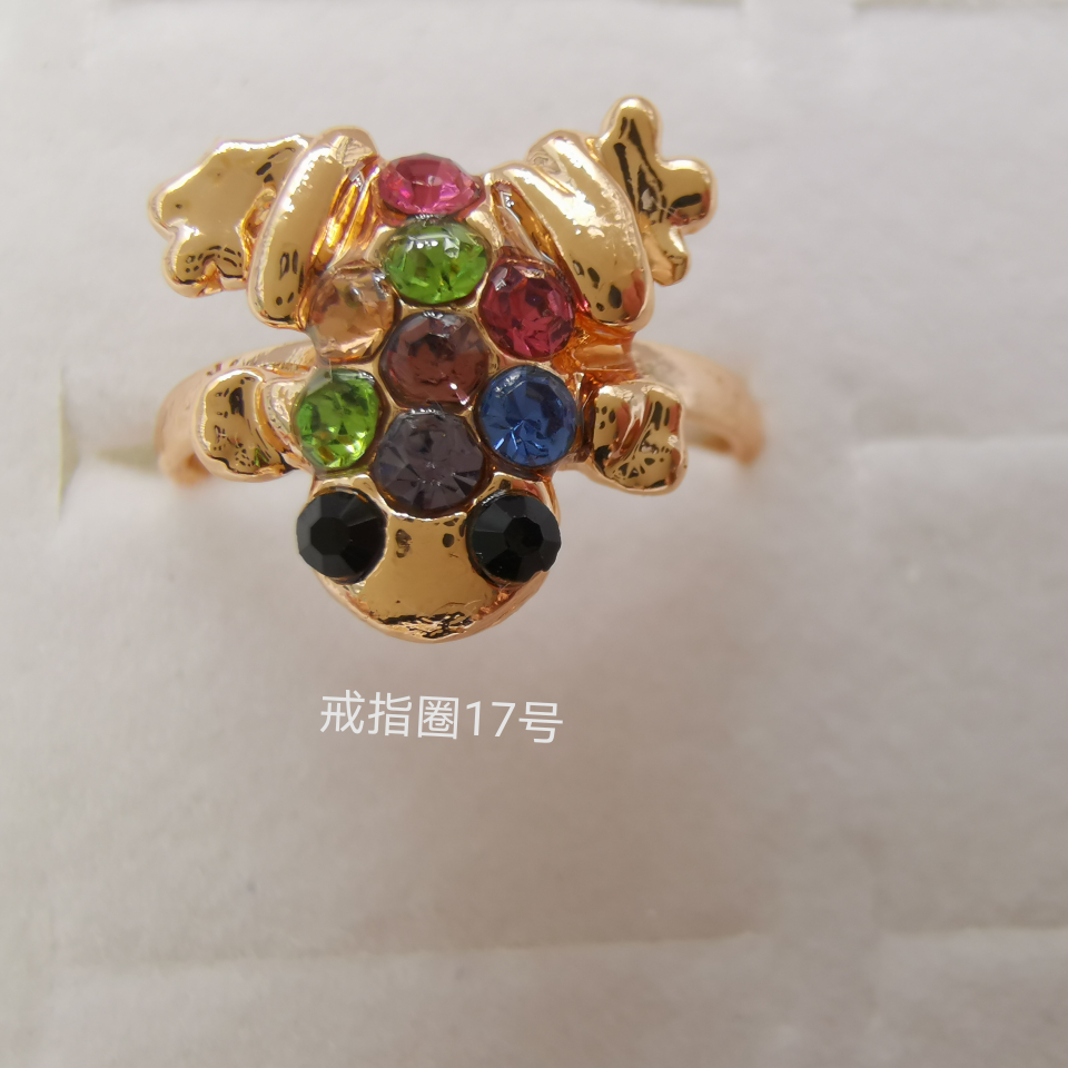 动物系列 彩钻合金戒指 电镀仿金经典款1738