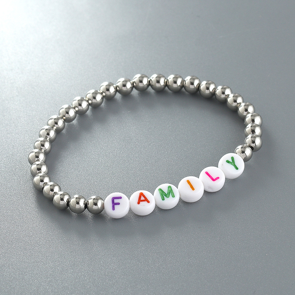 Customizable letter bracelet Women's bracelet Men's acrylic fashion bracelet Family series Children's beaded bracelet 5