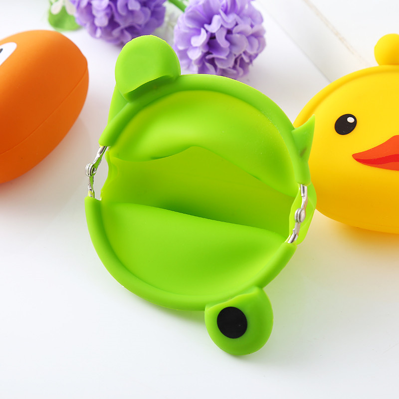 卡通硅胶零钱包 儿童硅胶夹子零钱钥匙包 迷你可爱动物钱包 白底实物图