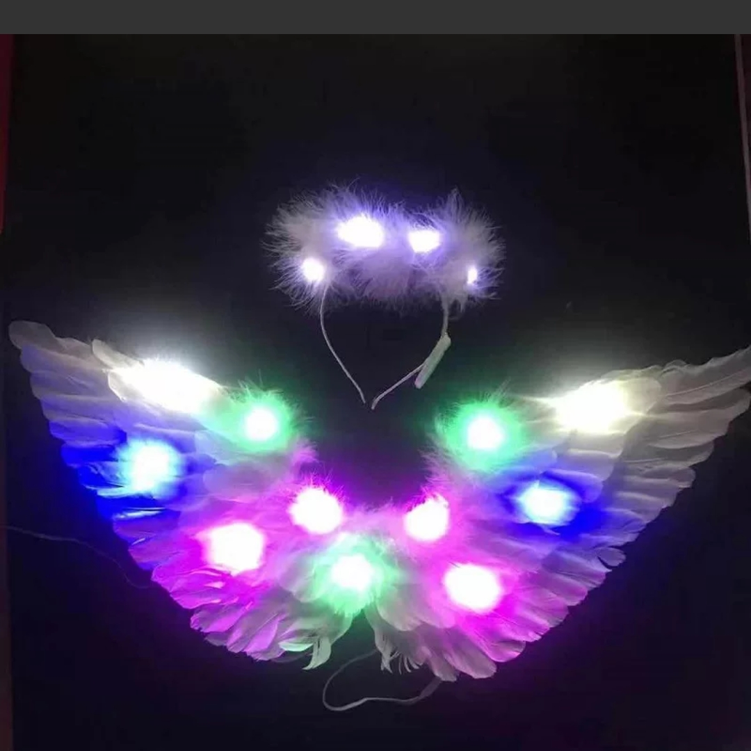 Angel feather wings trumpet with lights