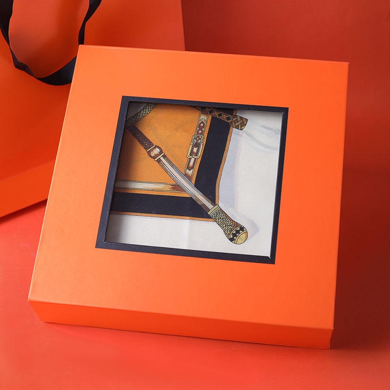 爱马仕橙色礼盒生日礼物盒精致ins礼盒大号礼品盒仪式感包装产品图