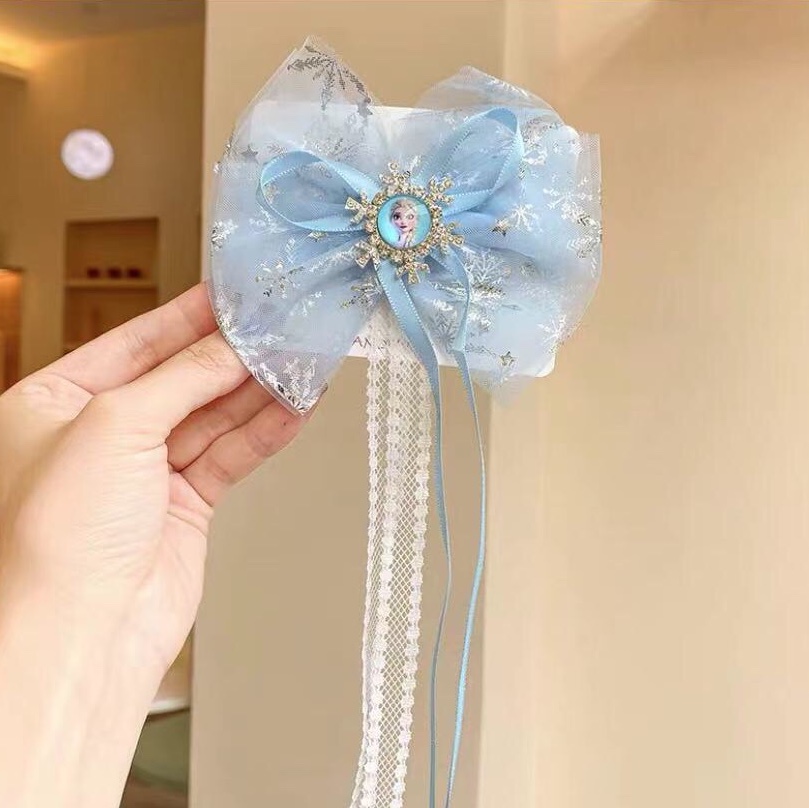 Blue Snowflake Gauze Hairpin Elsa Little Princess Cartoon Fashion Hairpin Little Girl Cute Hair Clip Children's Headwear Hair Card Hairpin Hairpin Headwear Aushoni 027 Offer Direct Supply