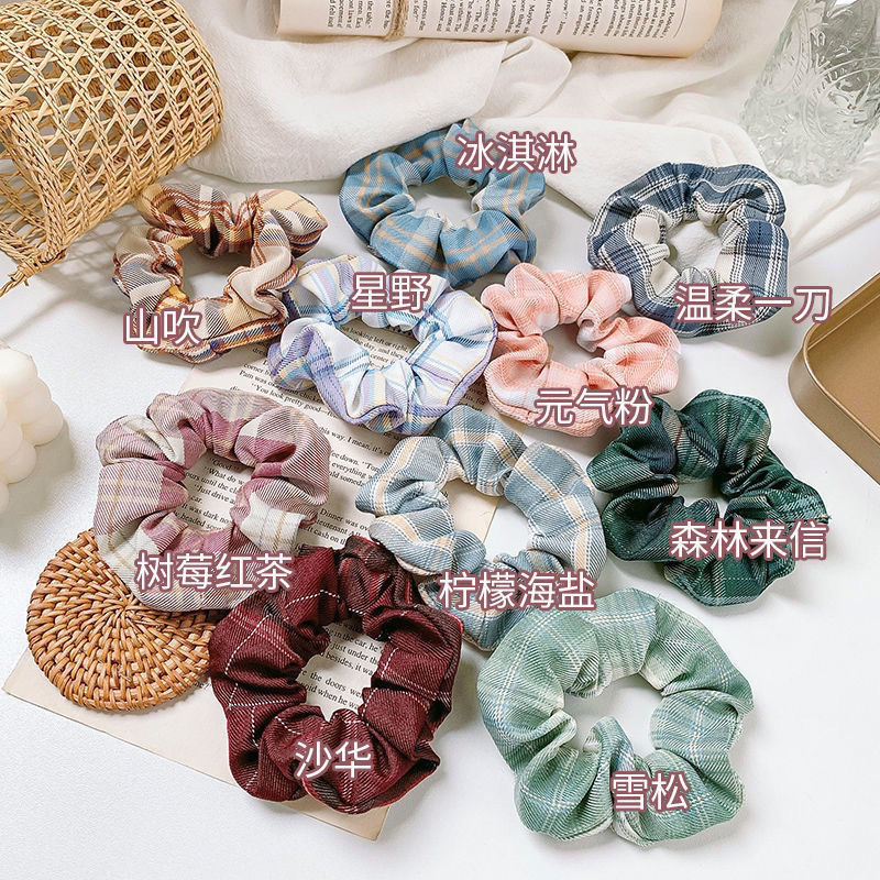Spring and summer hair band, jk Colon School style uniform, girl's fat intestine hair band, ponytail, rubber band hair accessory, pig intestine head rope detail image 6
