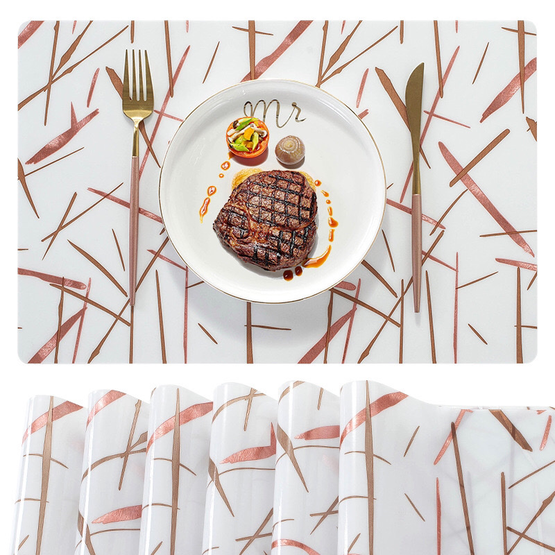 European-style 30*45 rectangular eco-friendly PVC placemats, heat-resistant and heat-insulating table MATS, steak plate MATS Application Scenario