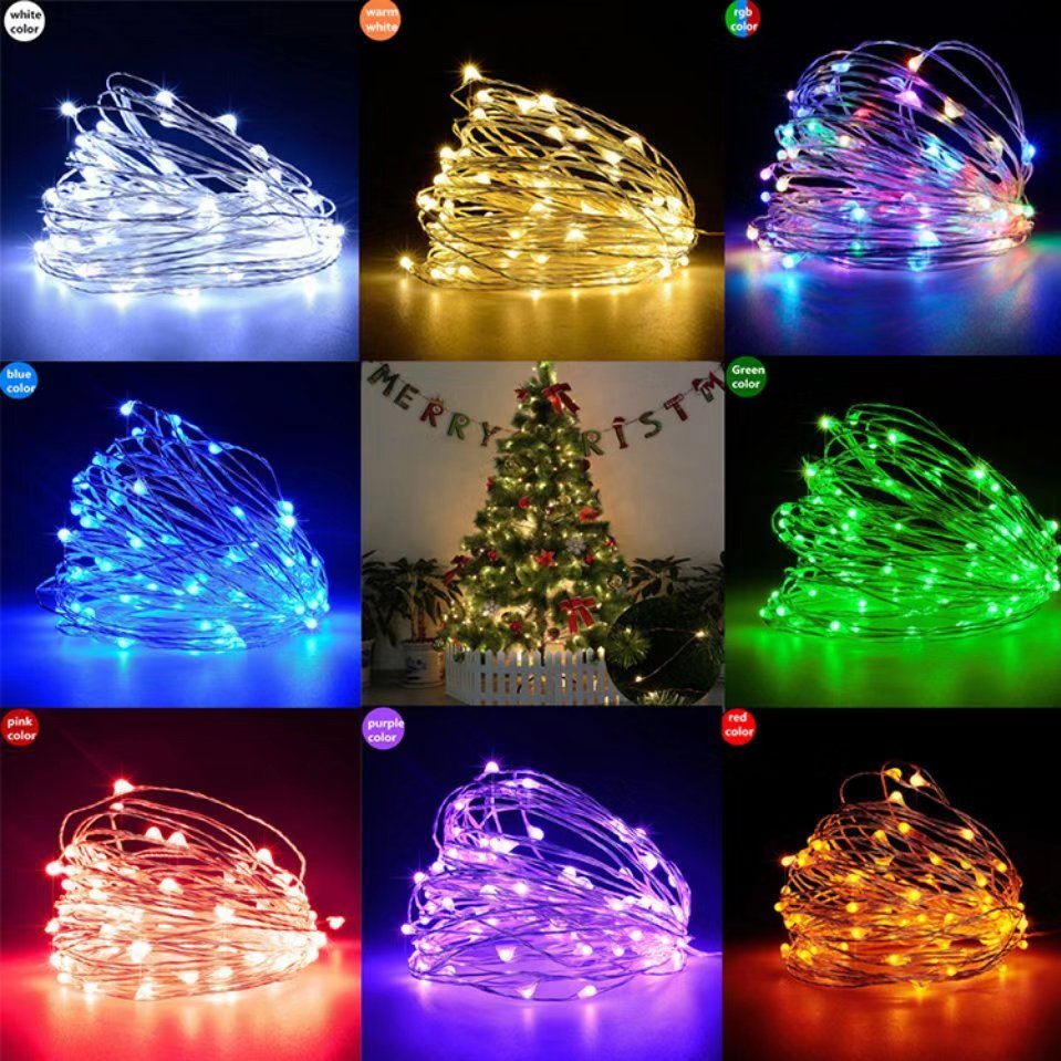 Led Mini Copper Wire Light, 10Led, 1 Meter Long + Battery Box, Color Light