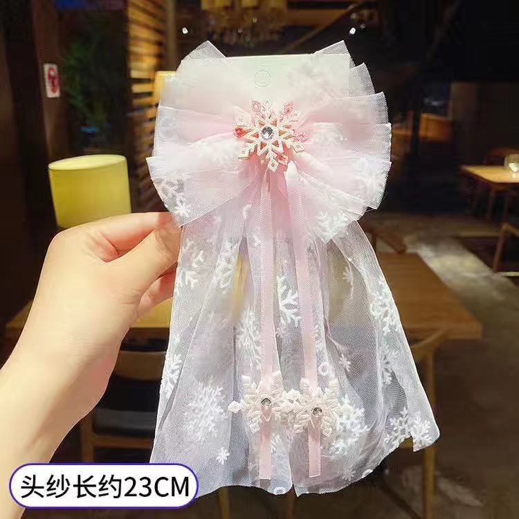 Frozen Powder-Yarn Hairpin Elsa Little Princess Cartoon Fashion Hairpin Little Girl Cute Hair Clip Children's Headwear Hair Card Hairpin Hairpin Headwear Aushoni 034 Offer Direct Supply