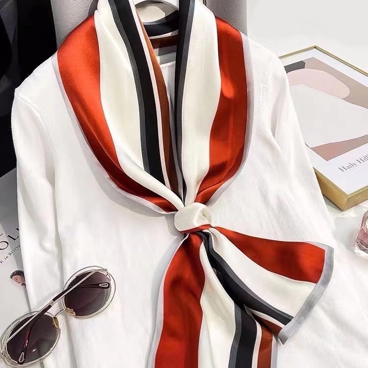 Mulberry silk streamer Pure silk small silk scarf scarf scarf scarf Long scarf Double men's and women's spring and summer ties Korean collar ribbon straight