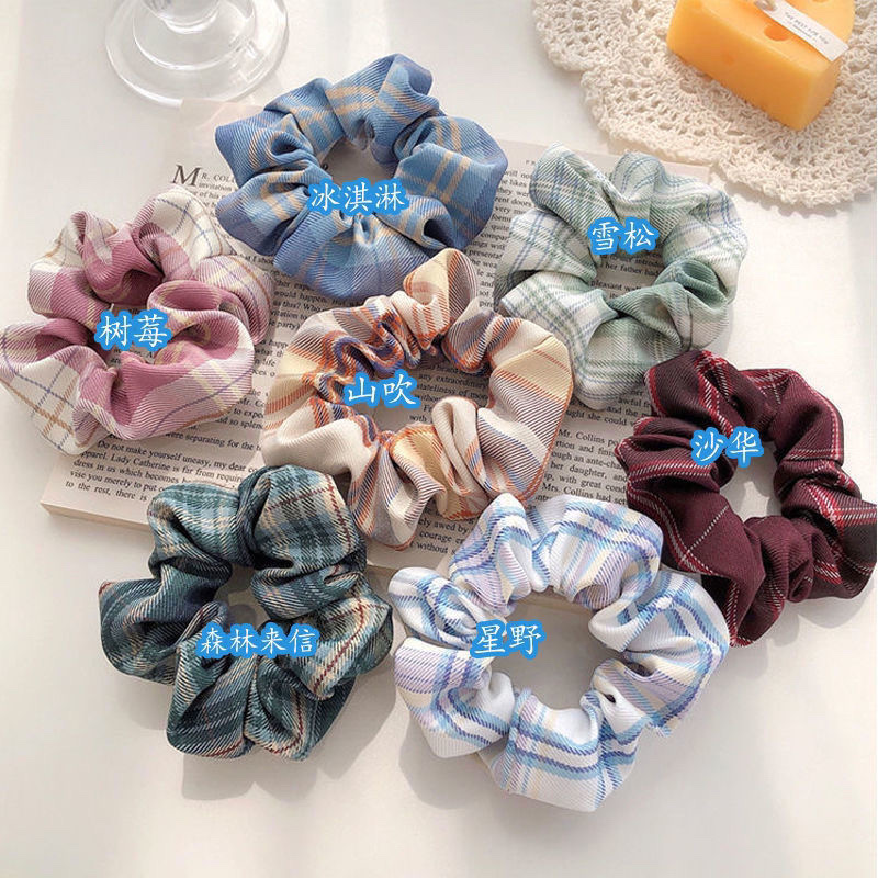 Spring and summer hair band, jk Colon School style uniform, girl's fat intestine hair band, ponytail, rubber band hair accessory, pig intestine head rope detail image 5