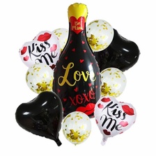黑色LOVE酒瓶组合10件套装铝膜气球 生日派对节日婚庆各种活动装饰用品 多款可选 可订做