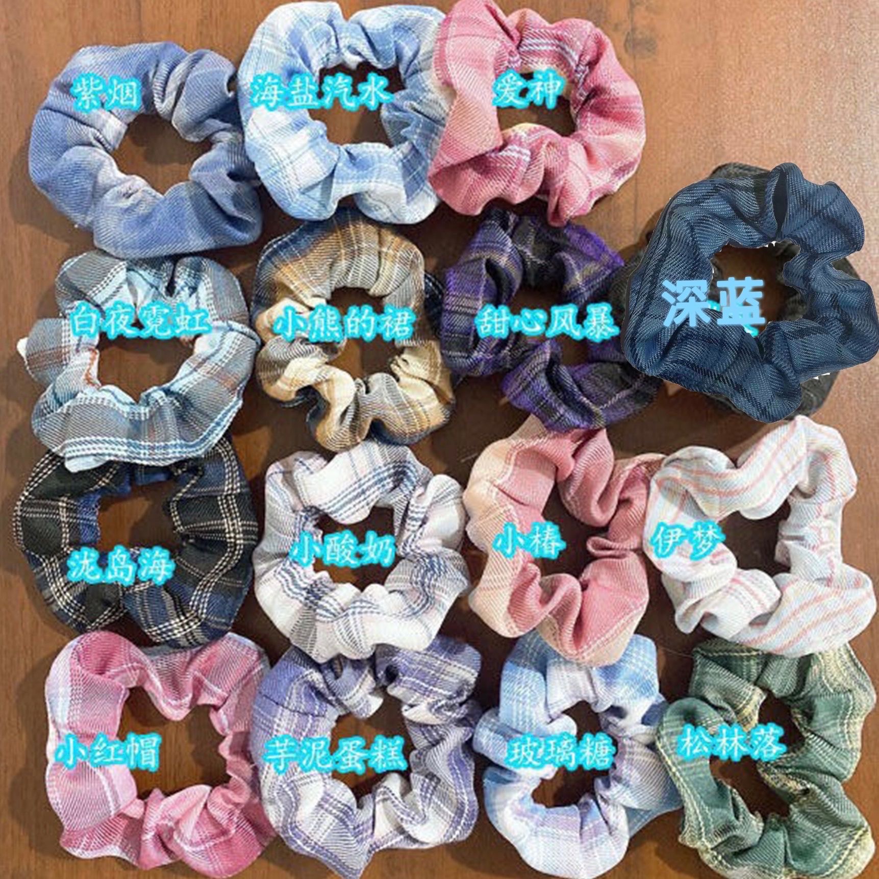 Spring and summer hair band, jk Colon School style uniform, girl's fat intestine hair band, ponytail, rubber band hair accessory, pig intestine head rope detail image 12