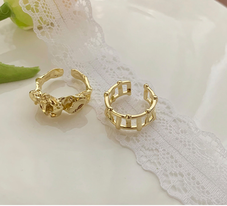 ins cool and stylish metal irregular ring two-piece set, a trendy and fashionable open-top index finger ring detail image 4