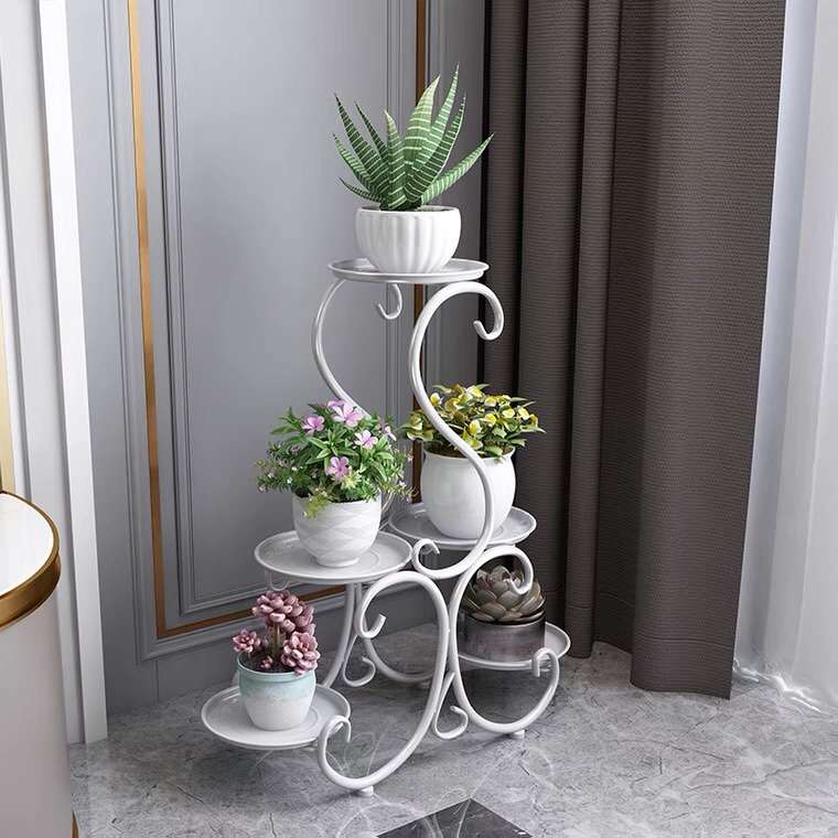 Iron Wrought Flower Stand Multi-Layer Iron Wrought Flower Stand On The Balcony Of Living Room