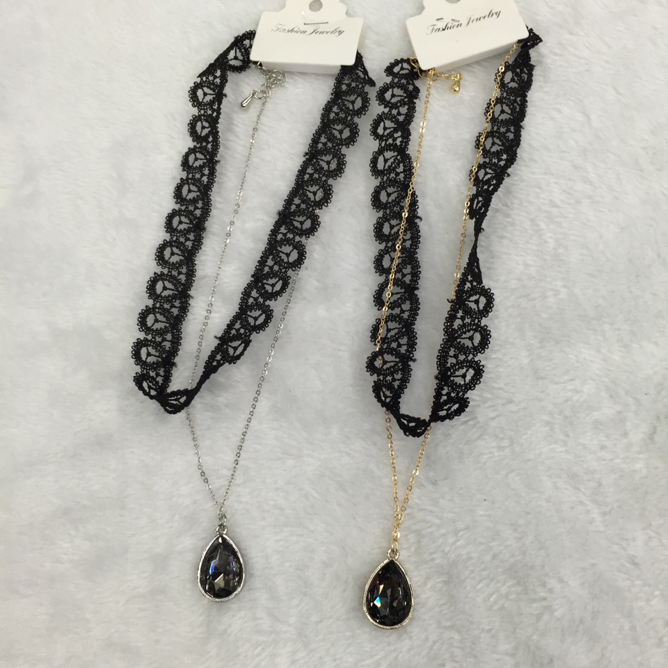 Korean Rayon glass collarbone chain with water drops