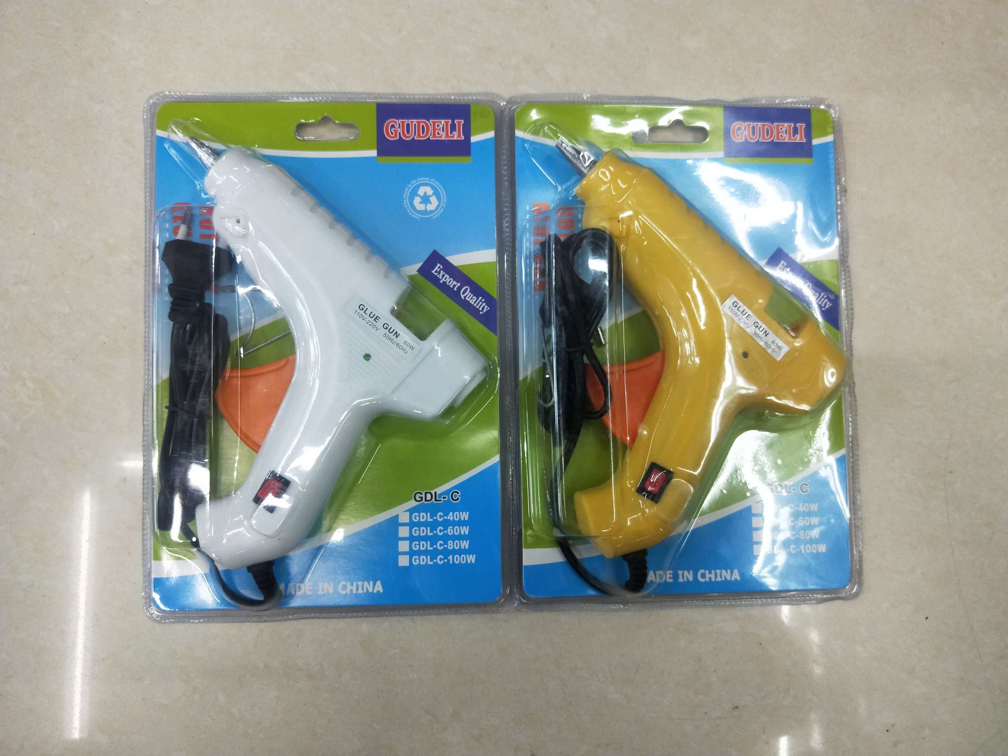 古德立大胶枪彩色混装白底实物图