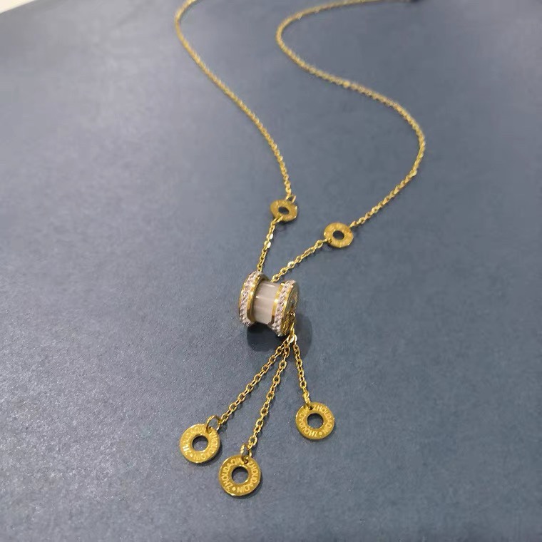 项链女小蛮腰欧美复古镀金猫眼石休闲小众设计2021新款冷淡风颈链