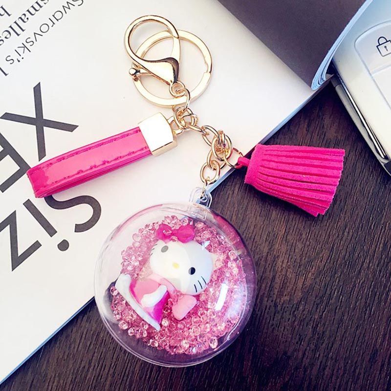 创意可爱KT猫钥匙扣挂件女简约流苏皮绳钥匙链女学生包包挂件饰品详情图1