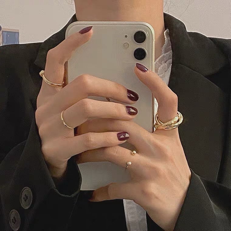 Korean cold style combination four-piece joint ring, female Internet celebrity's Instagram trendy three-layer index finger ring, fashionable open ring Item Picture