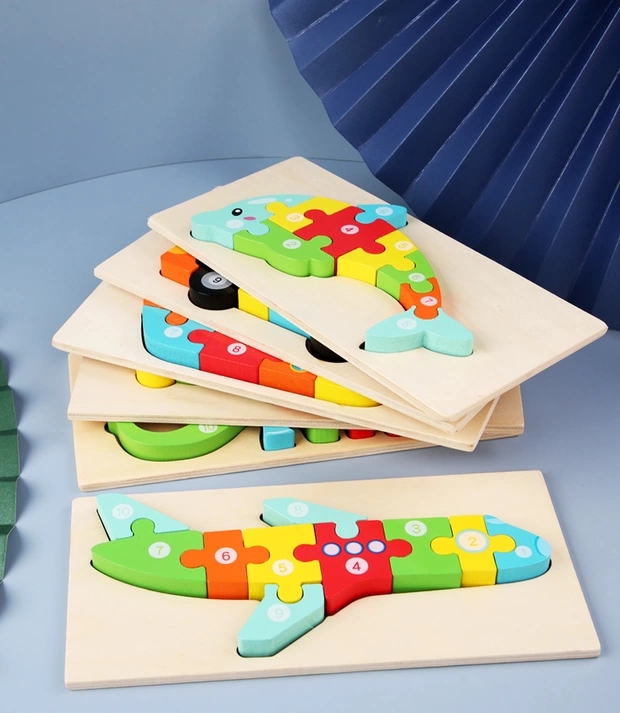 Infant and toddler digital 3D puzzle, early education color companion training, intelligence development, 2-year-old shape recognition matching, wooden toys pic 4