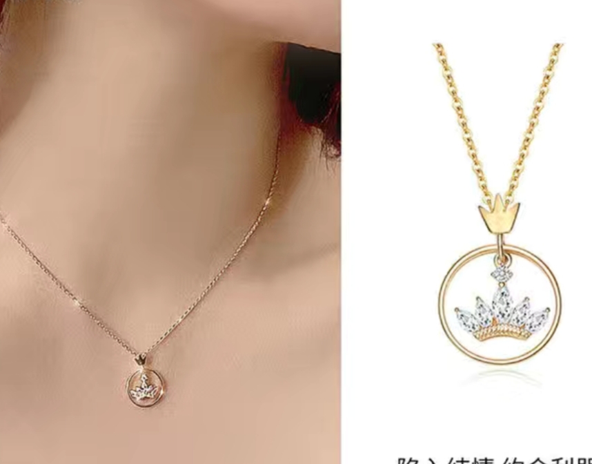 147女士夏款纯铜简约甜美2021年新款小众轻奢气质百搭项链详情图2