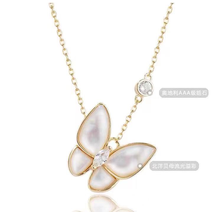 蝴蝶项链女925纯银潮网红吊坠小众设计感锁骨链2021年新款