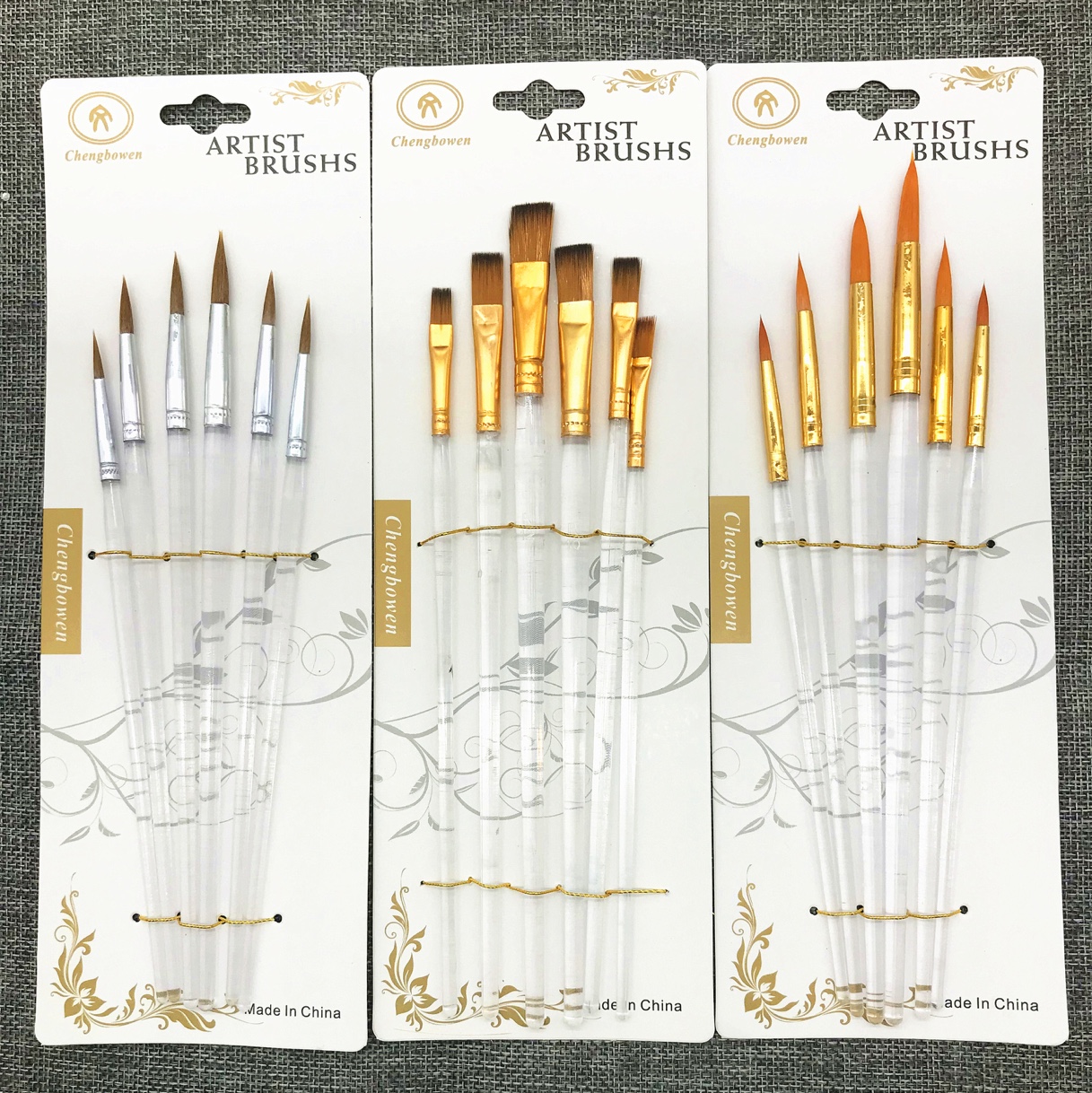 厂家直销6支画笔透明塑料杆套装专业画笔套装