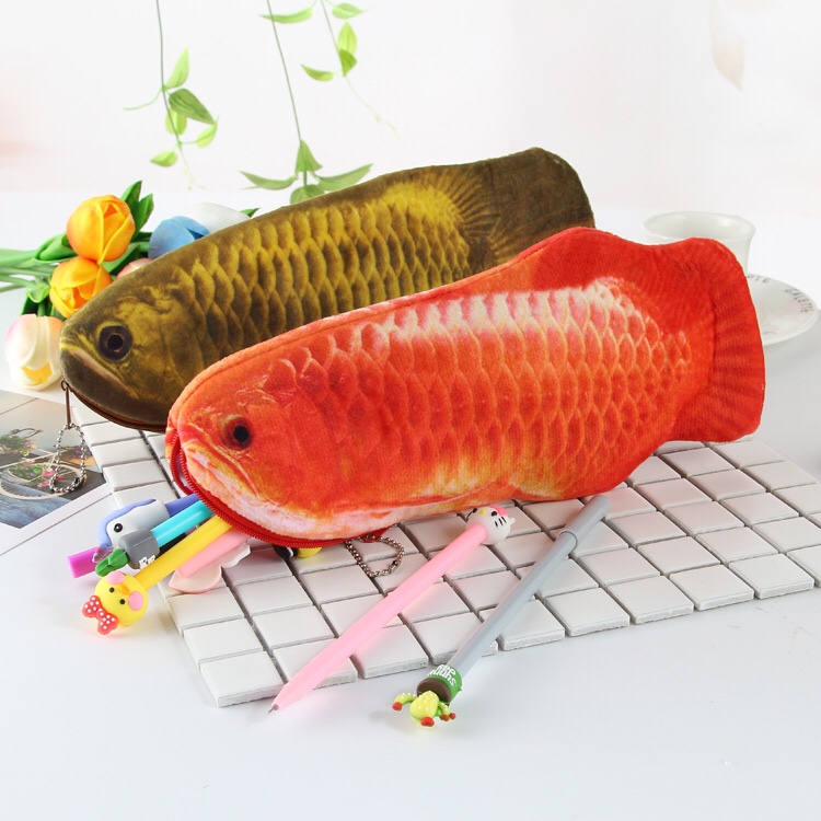 3D simulation Golden dragon plush pen bag Large capacity zipper stationery bag creative student stationery