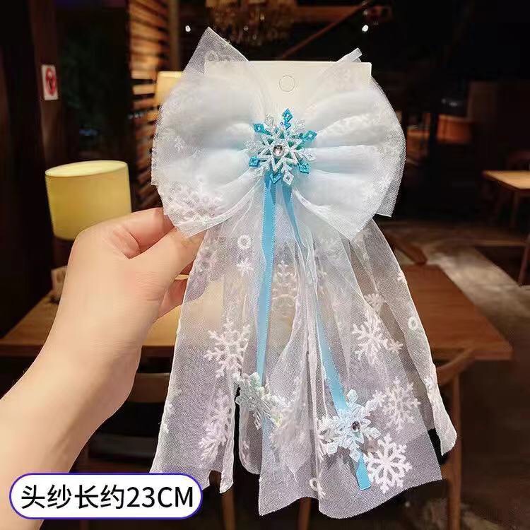 Frozen Blue Yarn Hairpin Elsa Little Princess Cartoon Fashion Hairpin Little Girl Cute Hair Clip Children's Headwear Hair Card Hairpin Hairpin Headwear Aushoni 035 Offer Direct Supply