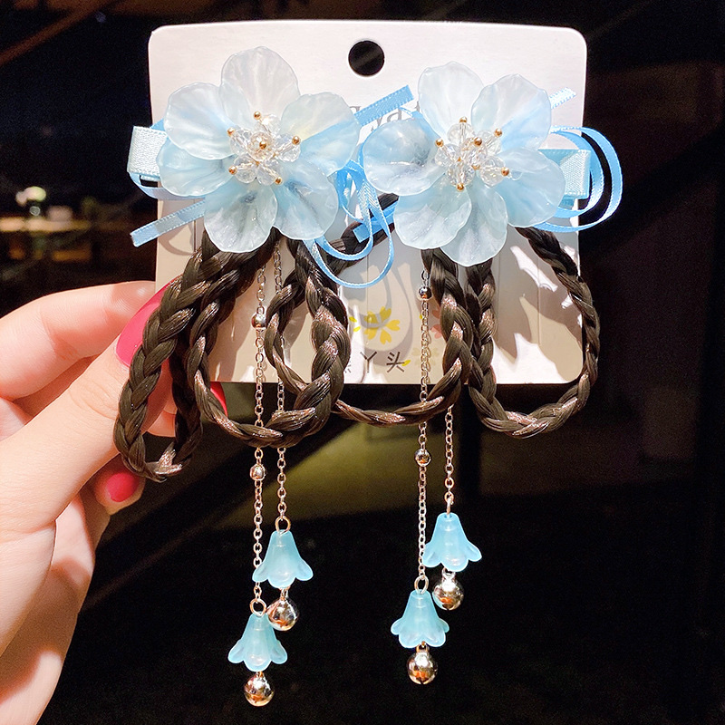 Z41 Fruit Crown Princess Children's Wig Hair clip, Cute and adorable headwear, cute Rainbow Wings Unicorn Five-pointed star Net gauze bow wig hair clip, girl princess Trendy girl wig with braid hair band Headwear detail image 8