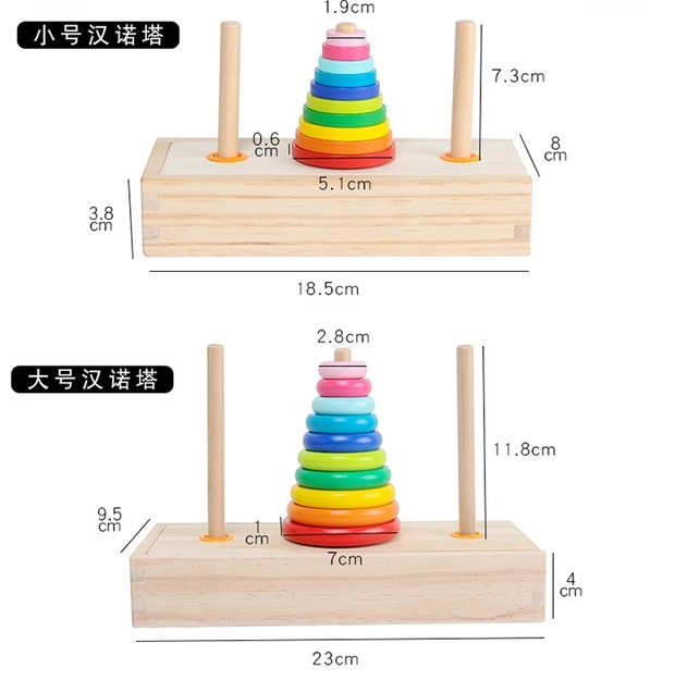 A 10-layer Tower of Hanoi recursive method for educational cognition, color matching and nesting, a logic toy for primary school students aged 2 pic 2