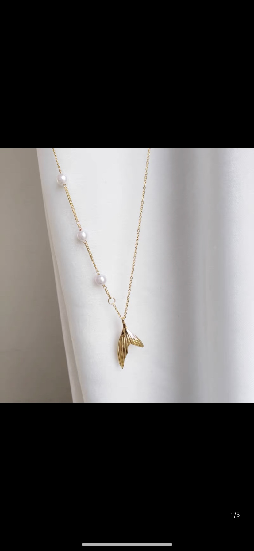 VOVO东大门超仙鱼尾项链气质珍珠淑女锁骨链网红颈链细节图