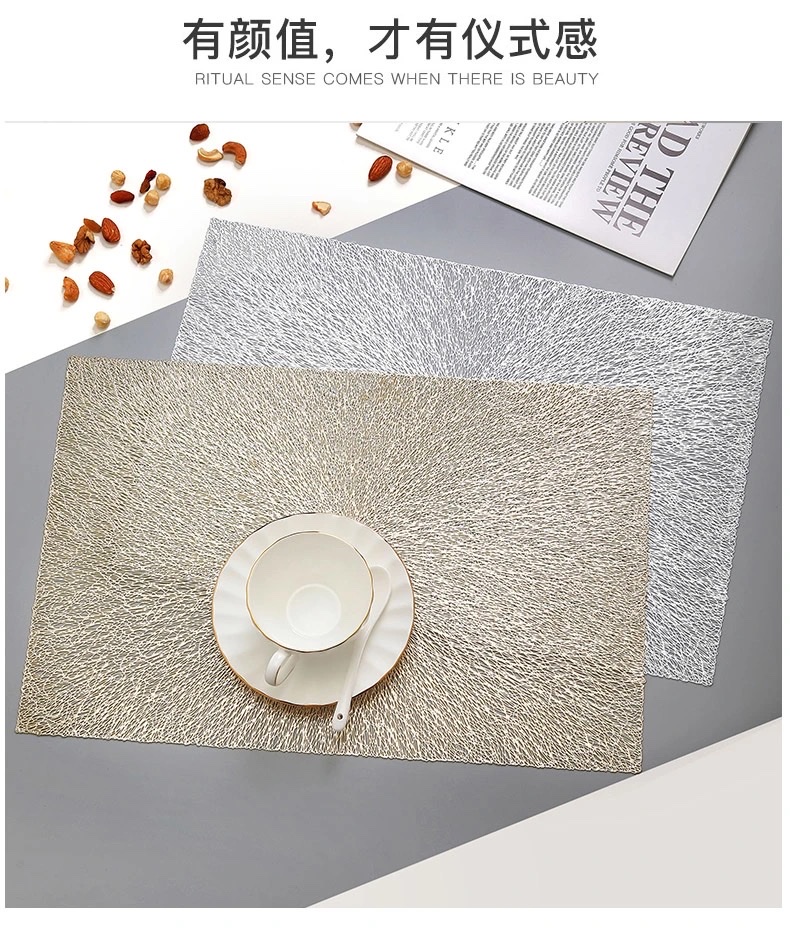 Cicada Wing Random thread heat insulation pad, household European-style placemat, PVC table mat, heat-resistant and heat-insulating Western placemat detail image 12