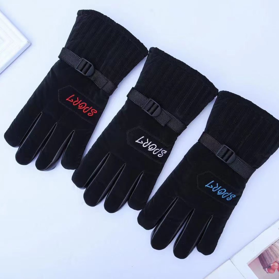 Ski gloves female winter lovely winter weather waterproof man riding electric motorcycle mountaineering thick cashmere cotton warm increase embroidery