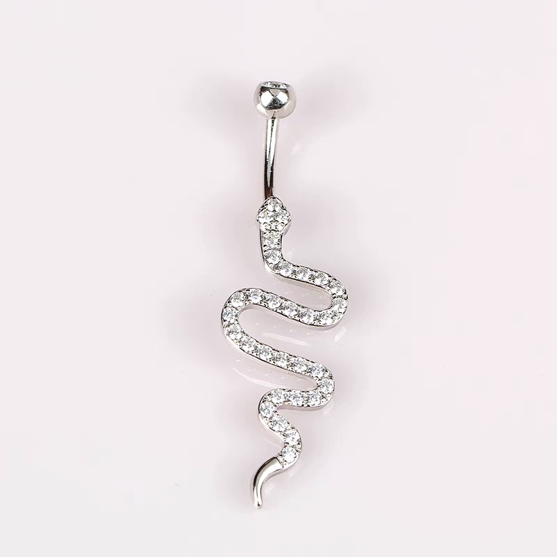 佳倩Bodypiercing肚脐钉脐环防过敏医用钢时尚穿刺饰品欧美性感女神个性女小蛇白底实物图