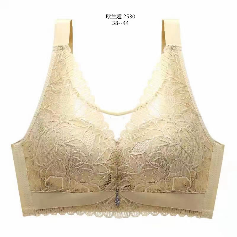 欧兰娅薄杯蕾丝网纱文胸收副乳聚拢调整型内衣舒适时尚23