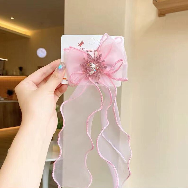 Pink Princess Streamer Press Clip Elsa Little Princess Cartoon Fashion Hair Clip Little Girl Cute Hair Clip Children's Headwear Hair Card Hairpin Hairpin Headwear Aushoni 031 Offer Direct Supply