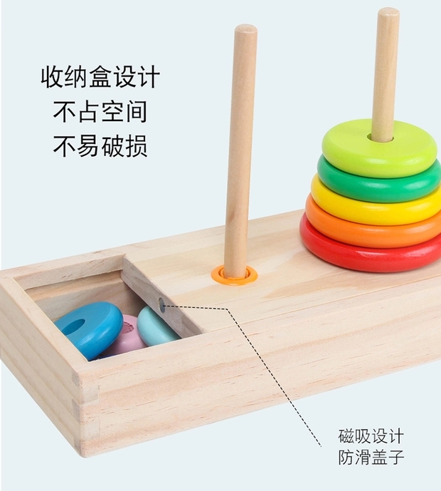 A 10-layer Tower of Hanoi recursive method for educational cognition, color matching and nesting, a logic toy for primary school students aged 2 pic 4