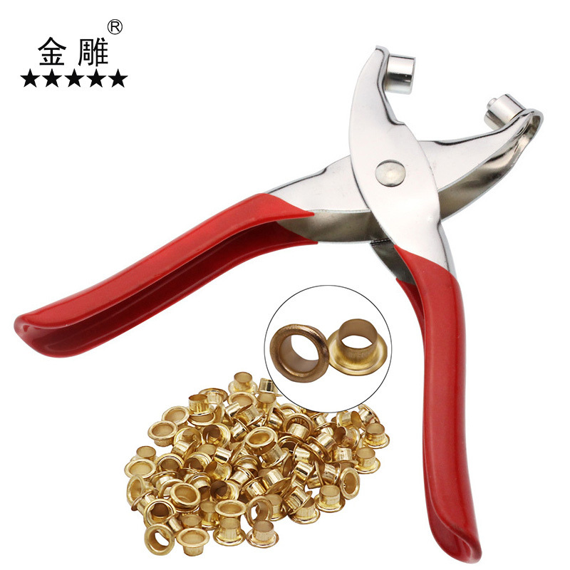Multi-functional hole drilling pliers, chicken eye pliers, belt and waist metal guard ring drilling tools, and complimentary chicken eye buckles Application Scenario