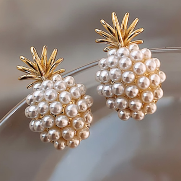 White pearl strawberry brooch