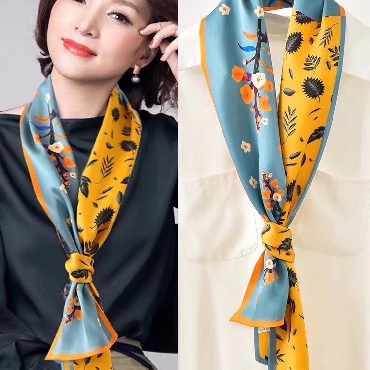 Mulberry Silk Streamer Pure Silk Small Silk Scarf Scarf Scarf Long Scarf Double Men's And Women's Spring And Summer Ties Korean Collar Ribbon Small Floral