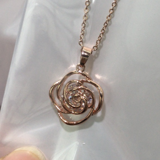 Vintage classic environmental protection color clavicle chain necklace Copper micro-inlaid rose gold platinum 781 thumbnail