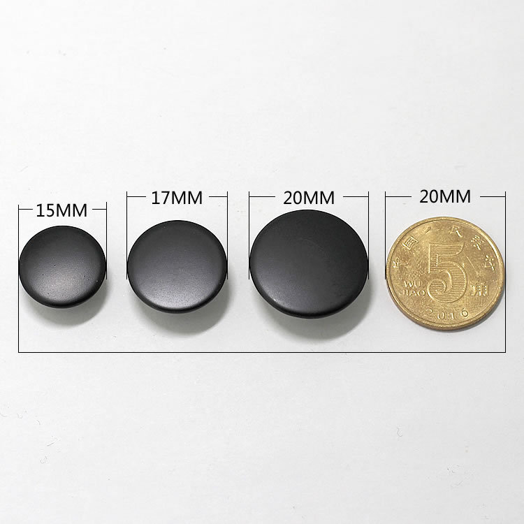 Black, flat, mirror-finish, oscillating button for jeans and clothes, two-in-one button, I-shaped button Application Scenario