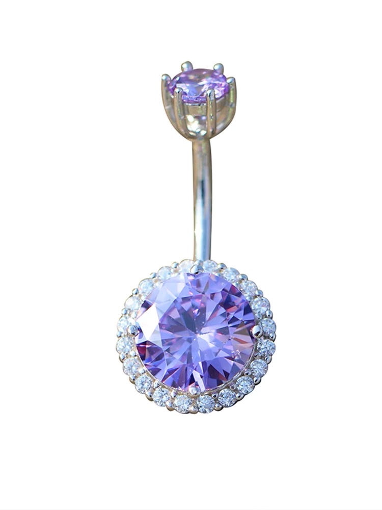 佳倩Bodypiercing肚脐钉脐环防过敏医用钢时尚穿刺饰品欧美性感女神个性女卫星钻锆石白底实物图