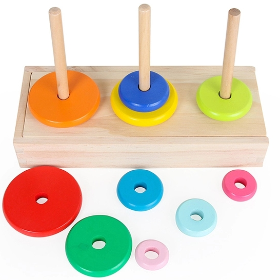 A 10-layer Tower of Hanoi recursive method for educational cognition, color matching and nesting, a logic toy for primary school students aged 2