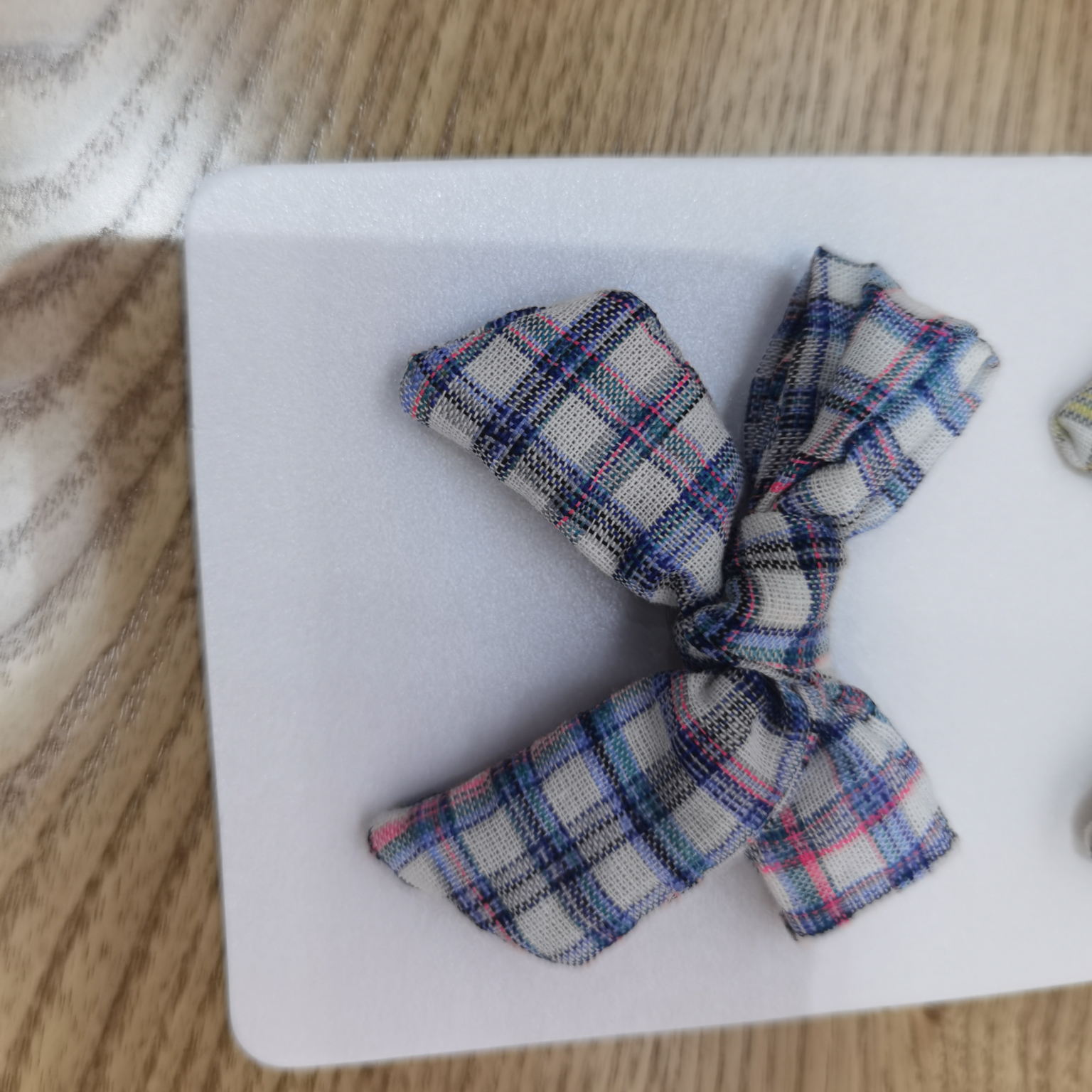 Checkered cotton hand-held butterfly bow tie 004- Tibetan blue