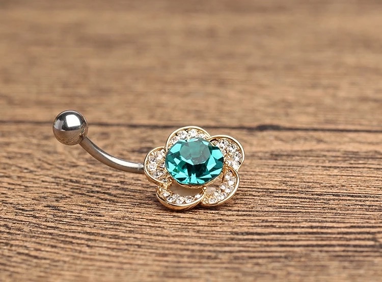 佳倩Bodypiercing肚脐钉脐环防过敏医用钢时尚穿刺饰品欧美性感女神个性女梅花白底实物图